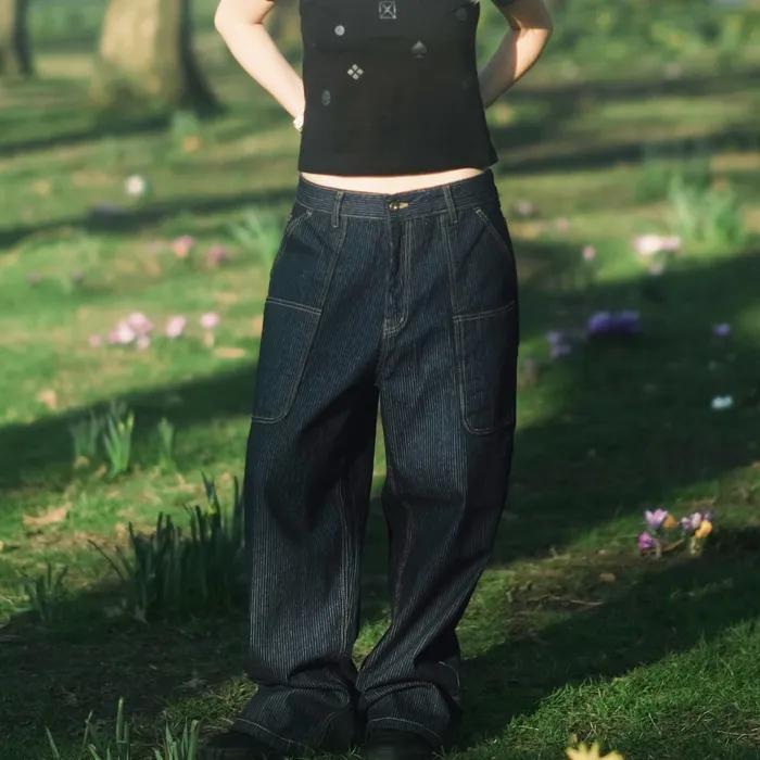 Stripe Raw Denim Pants Indigo