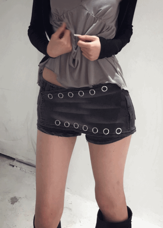 EYELET LOW MINI SHORTS