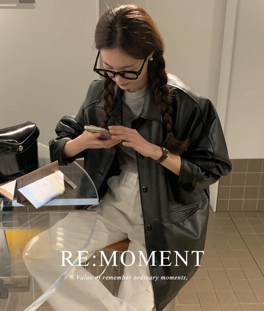 오디너리먼트 [RE:MOMENT/당일발송 베를린레더ver.2] made. 마크 하프 비건 레더자켓 2color!