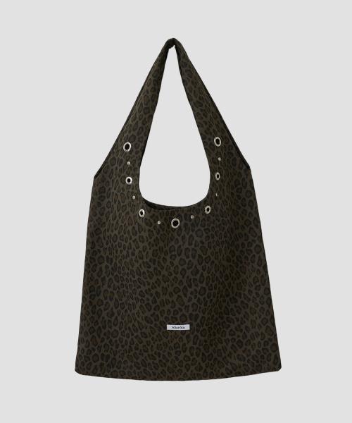 LEOPARD STUD SHOULDER BAG CHARCOAL