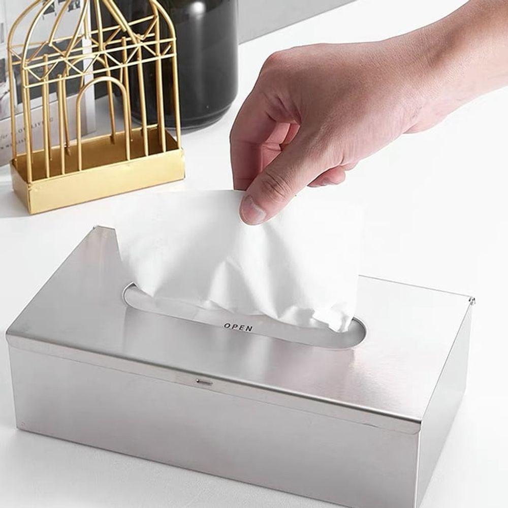 온어로르 호텔 스텐 티슈 케이스 사각 휴지통 테이블 냉킨 수납