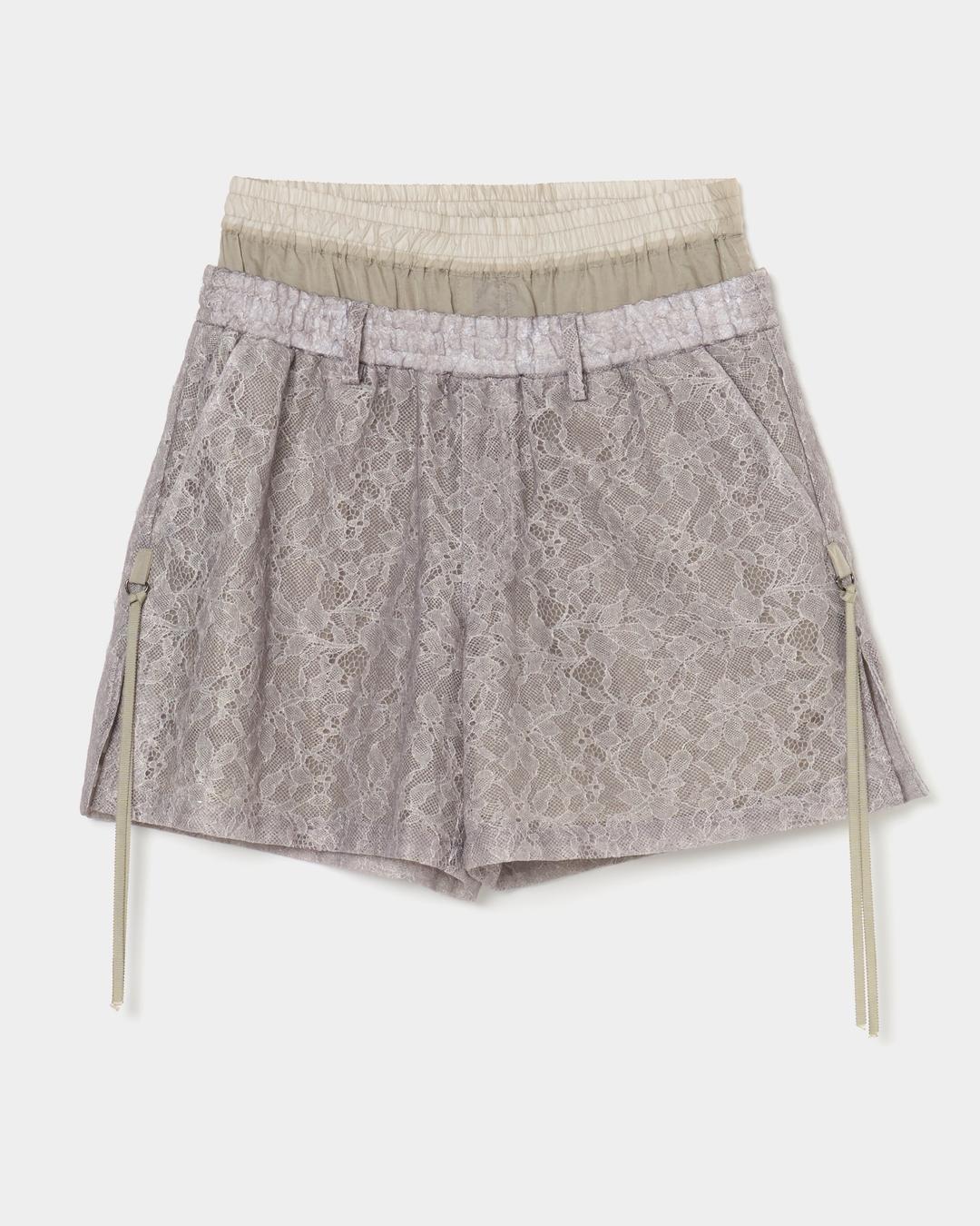 fuzzy lace layered half pants Khaki【Delivery in January 2026】