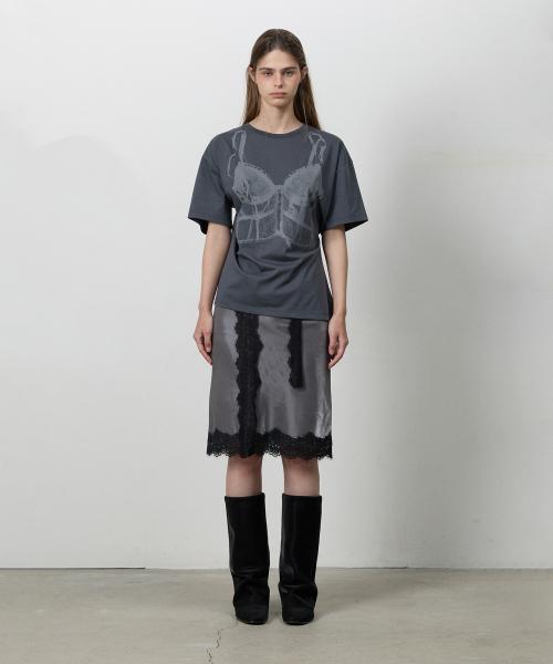 LACE MIDI SKIRT CHARCOAL