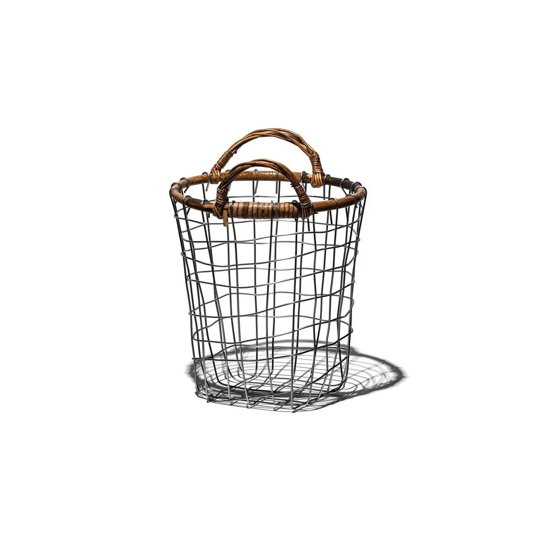 111971 RATTAN TOP WIRE BASKET Small