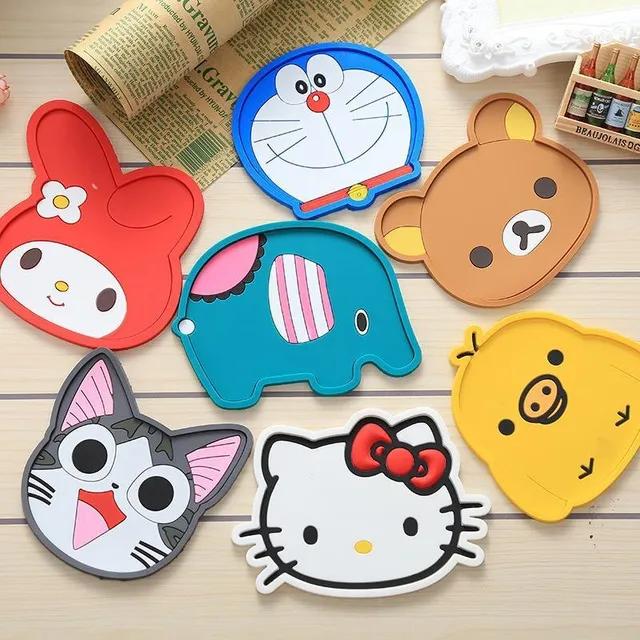 [🚚당일출고]<1+1>귀여운 캐릭터 티코스터 미끄럼 방지 실리콘 매트