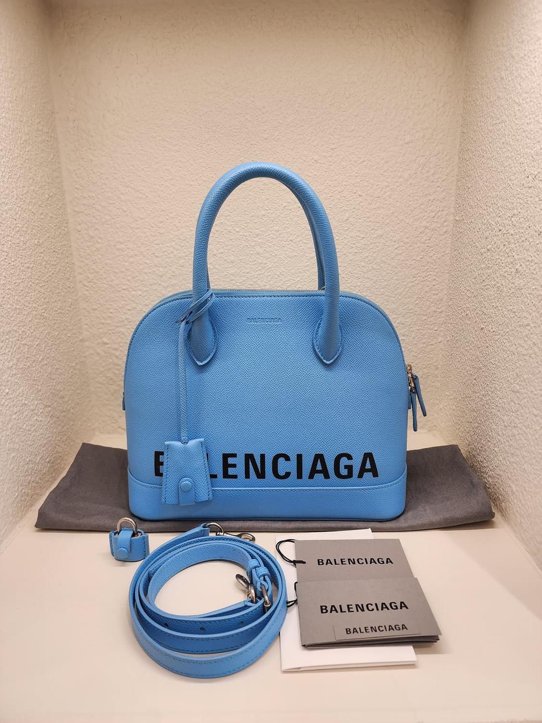 발렌시아가 550645 빌 스몰 레더 탑핸들백 블루 | 후루츠패밀리