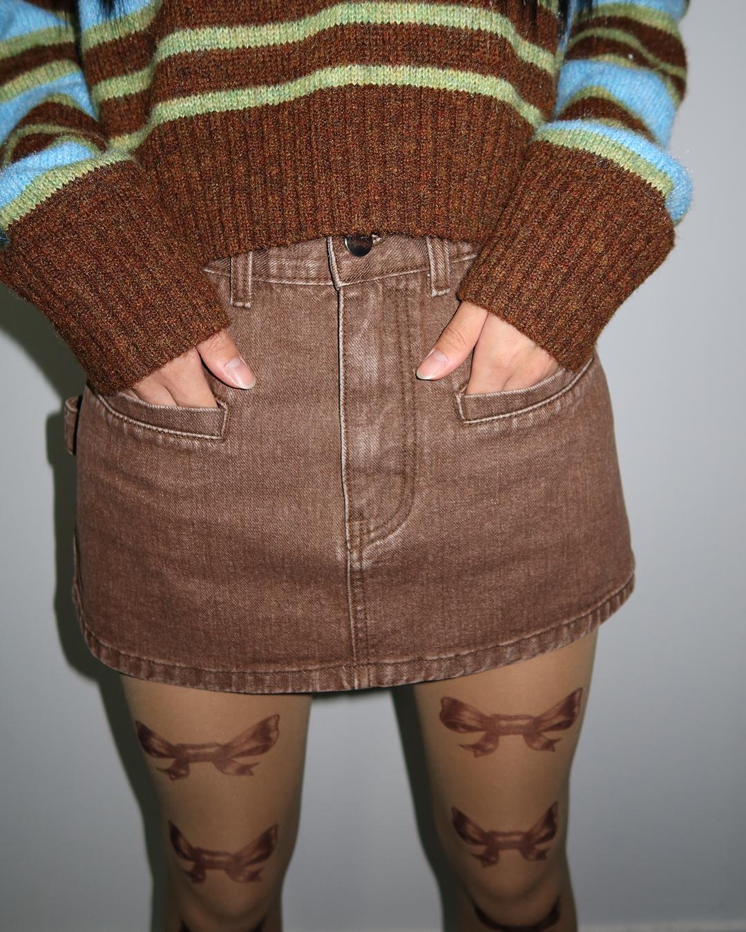 [PLZPROJECT]REWORK MINI SKIRT, BROWN [9/4 예약배송]