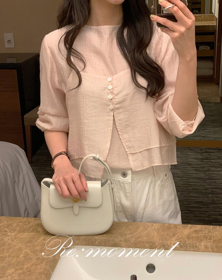 [RE:MOMENT/화이트,블랙 당일발송] made. 세런 뷔스티에 블라우스 3color! (레이어드/텐셀블라우스/러블리/하객룩)