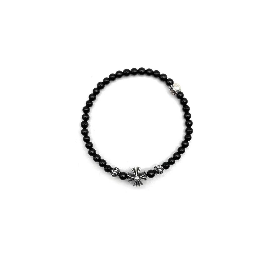 Chrome Hearts 4mm Black Beaded Bracelet - S