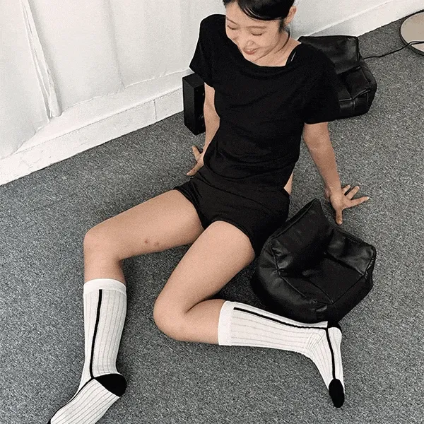스포티 라인 하프 스타킹
