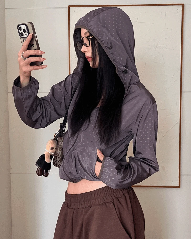 Dot hood wind breaker (2 color)