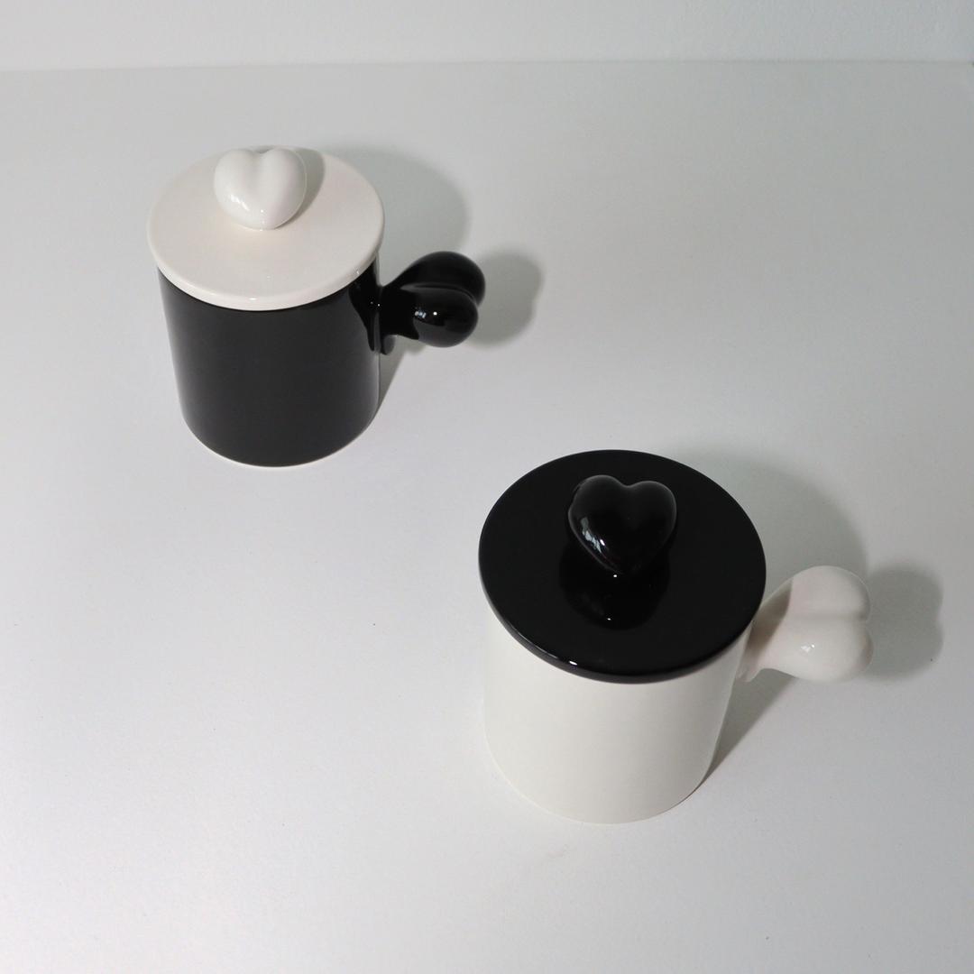 heart grab mug+heart mug cap set