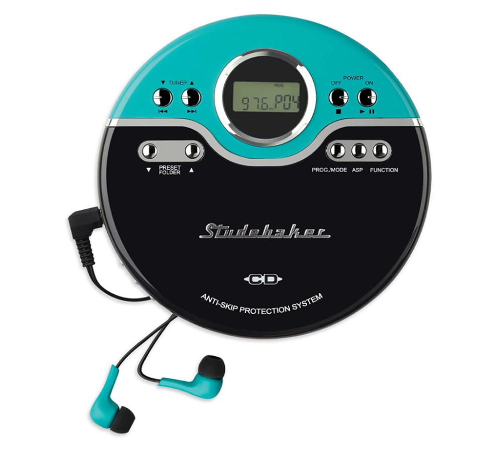 레트로 빈티지 휴대용 CD PLAYER 시디 씨디 플레이어 터쿼이즈 컬러