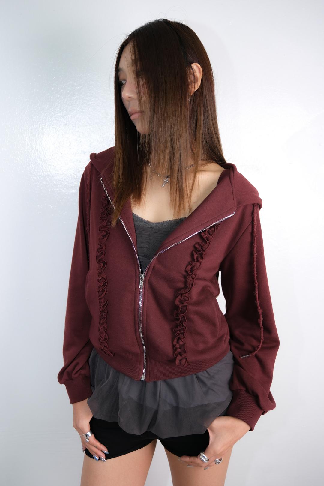 Frill Logo Hoodie Zip-Up *Wine