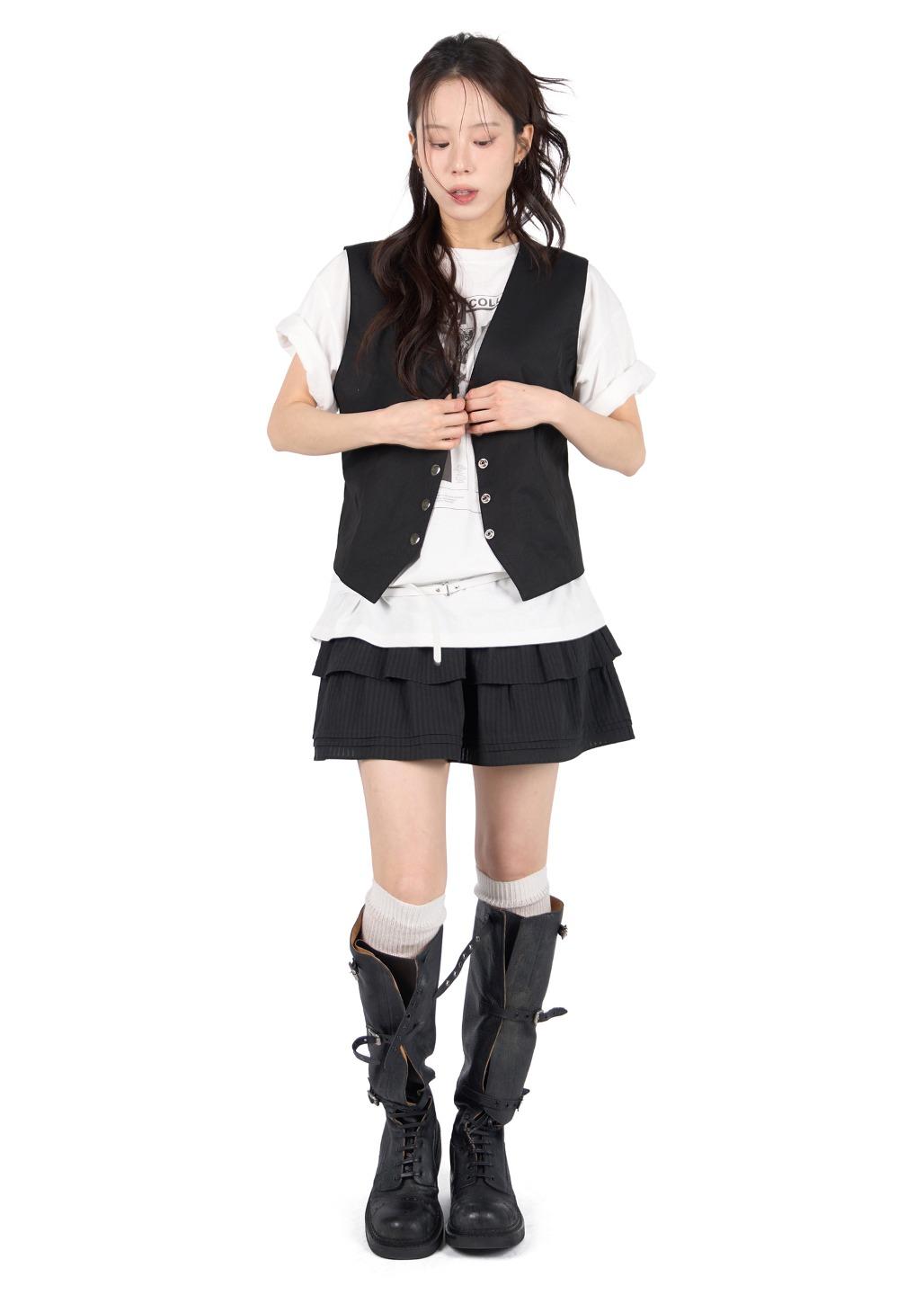 STRIPE FRILL SKIRT