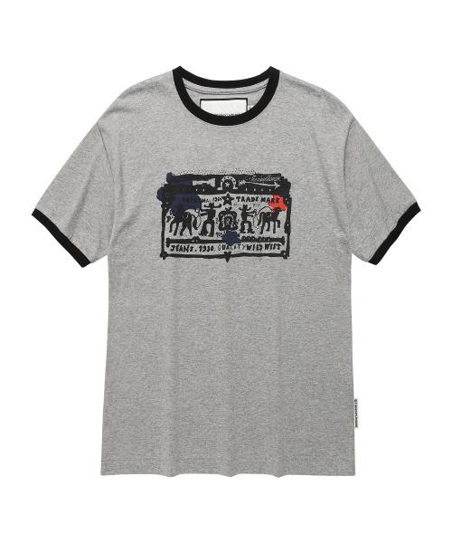 COWBOY PICTOGRAM RINGER TEE GREY