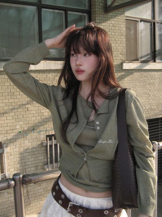 Summer knit jacket + sleeve [OLIVE]