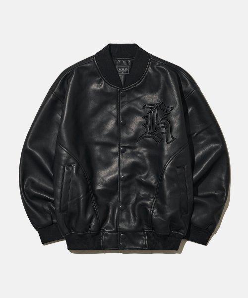 버핑레더 바시티 자켓(올블랙)