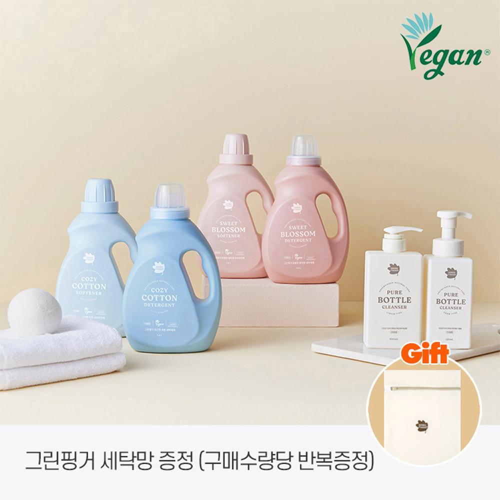 [세탁세제/유연제 구매시 세탁망증정] 그린핑거 세탁세제,유연제,젖병&주방세제 모음전/비건인증유아세제,온가족용세제,베이비세제,젖병세정제