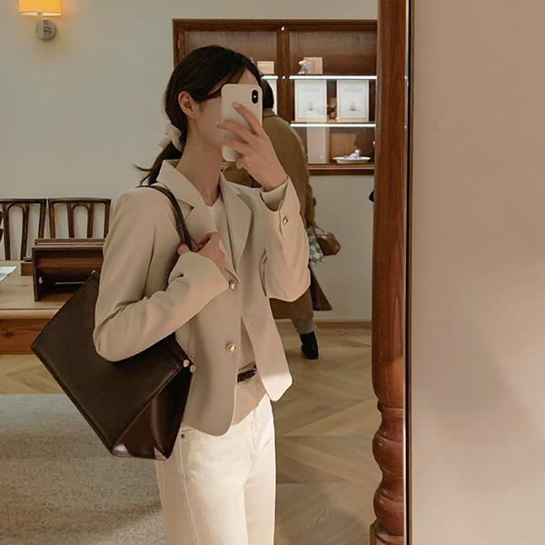 [뉴컬러추가][2천장돌파/주문폭주/예쁜색감][made] 위어 세미크롭 자켓 (봄/간절기/데일리/출근룩/하객룩/카라/졸업식)