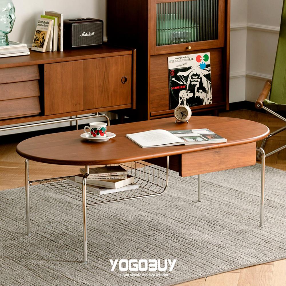 고급 거실 원목 테이블 미드센추리 모던 티테이블 스테인리스