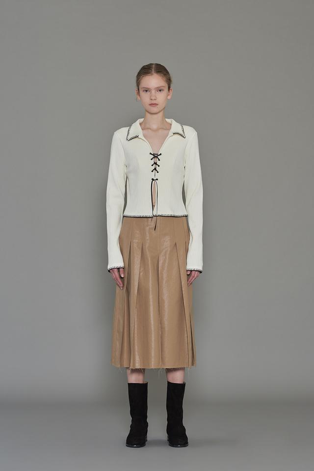 뮤제드 Mused Lucky frill skirt - Grey Stripe - 위시버킷