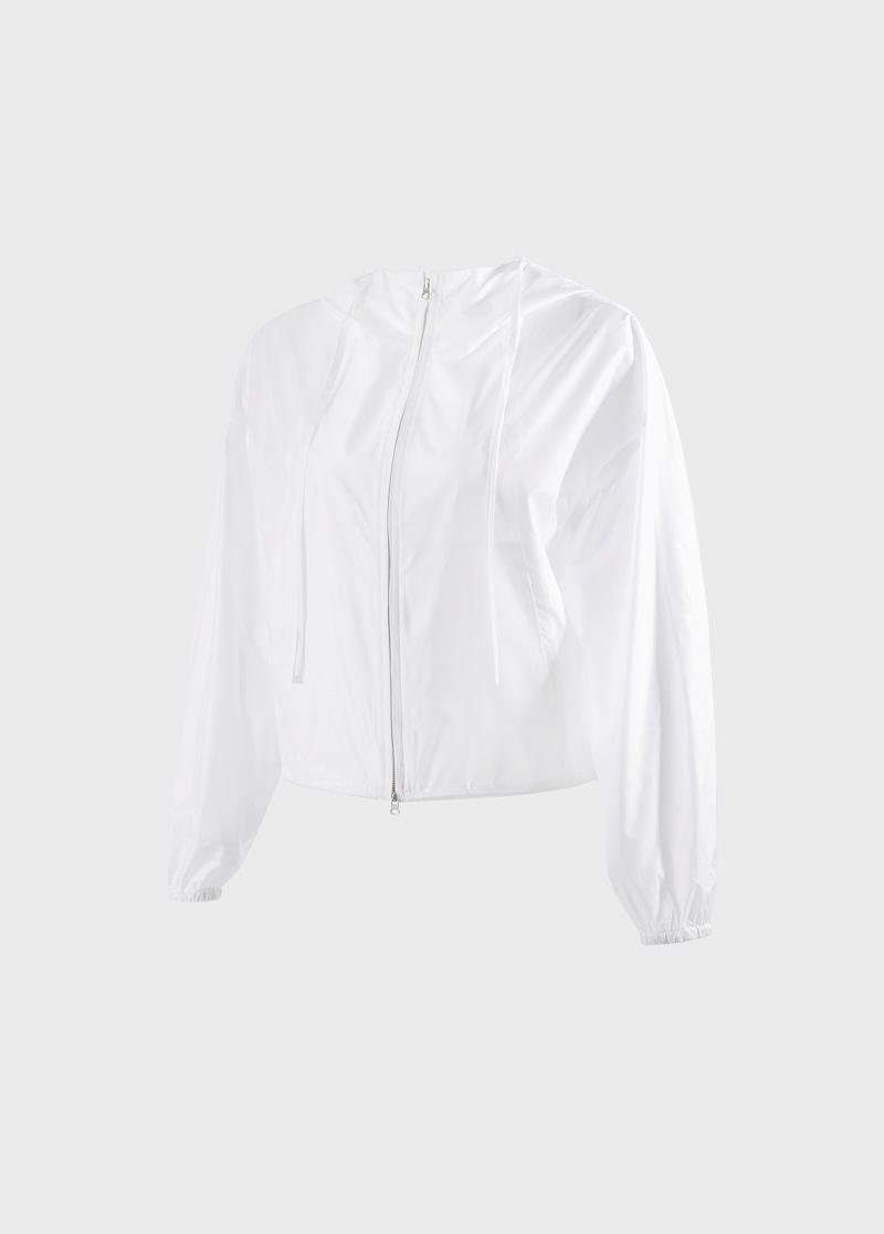 GLOSSY HOODIE ANORAK (WHITE)