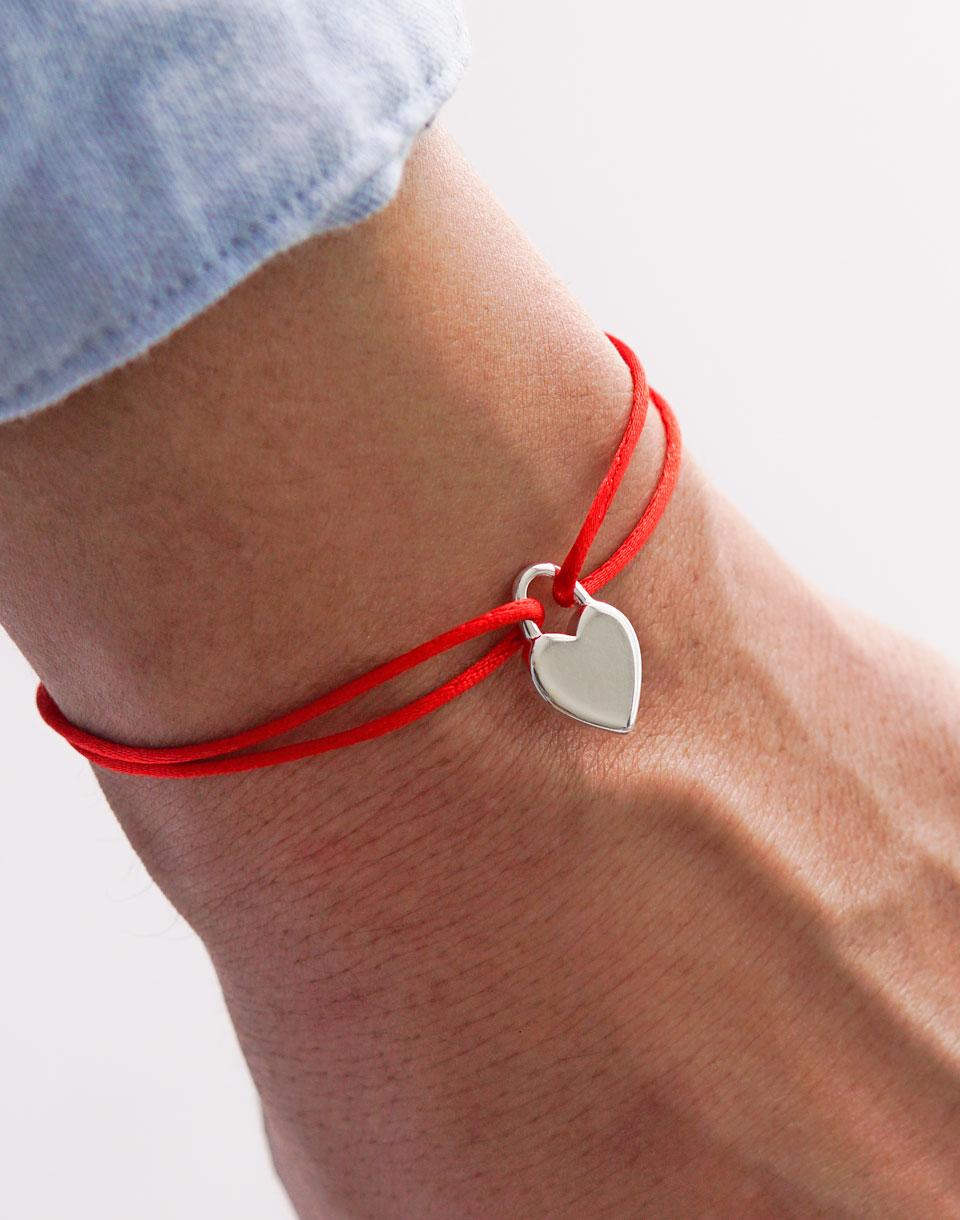 Heart and Lock knot bracelet red