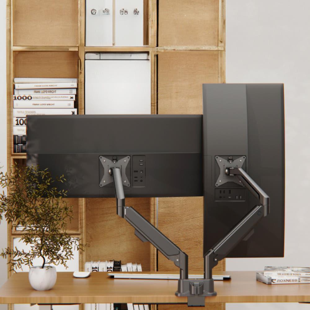 루나랩 모니터암 거치대 듀얼 32인치 벽면밀착 스냅 모니터암