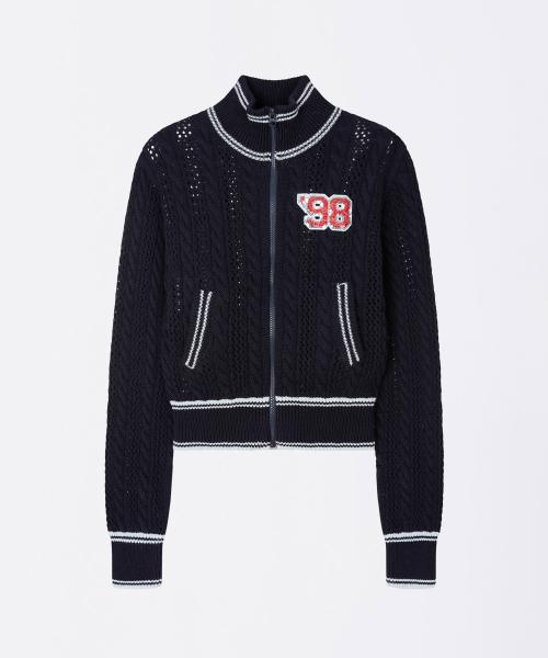 Knitted Cable Track Zip-Up Navy/Blue