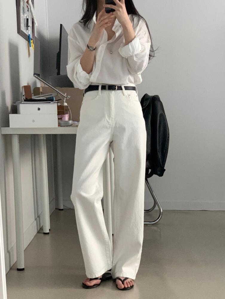 [아이보리 와이드 팬츠] 키작은여자 키작녀 면바지