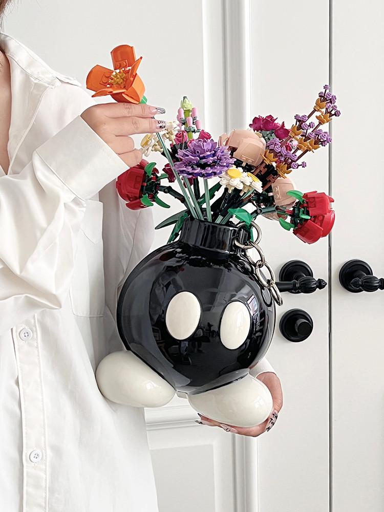블랙 꼬마 bomb 인테리어 세라믹 꽃병 오브제 장식품