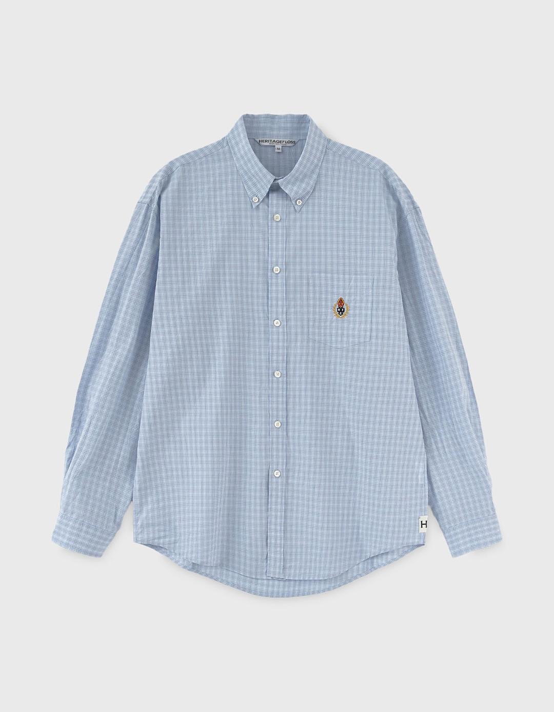 CREST WASHED CHECK SHIRT / Sky Blue
