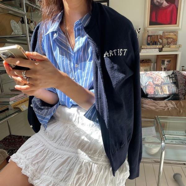 ARTIST PEARL ROUND CARDIGAN (NAVY)