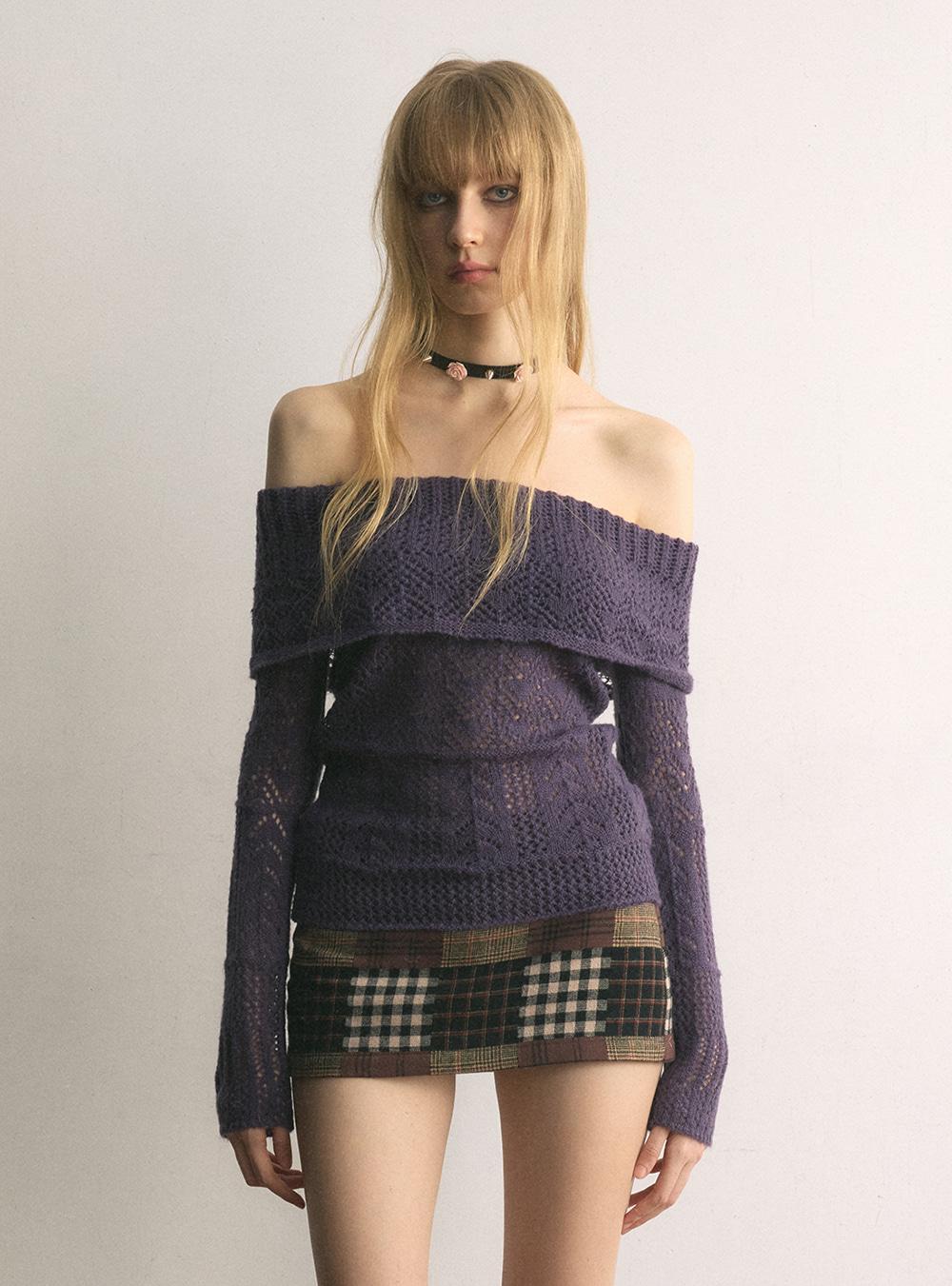 Violet Off Shoulder Knit Top