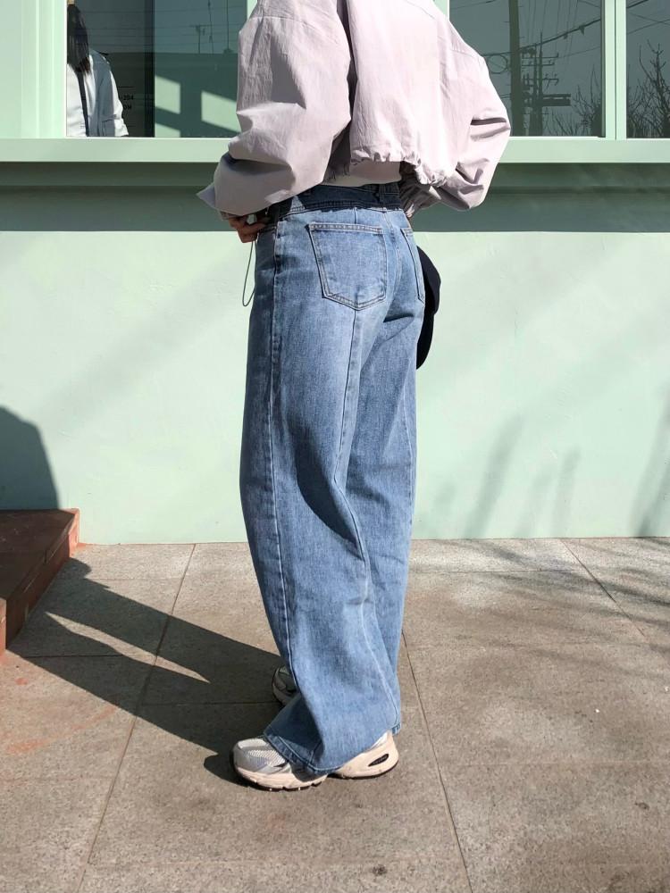 절개 와이드 데님팬츠 : 세르니