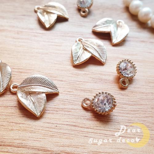 나뭇잎&둥글큐빅小(5개)