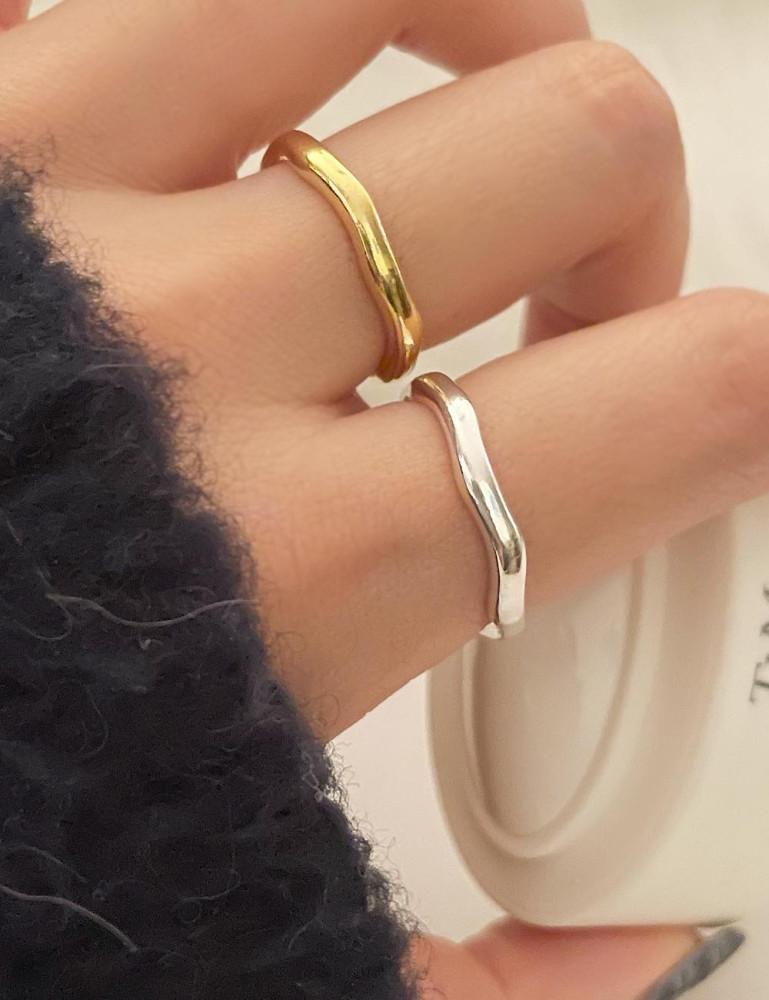 (실버 925) 플럼 웨이브 반지 - 실버, 14k 골드