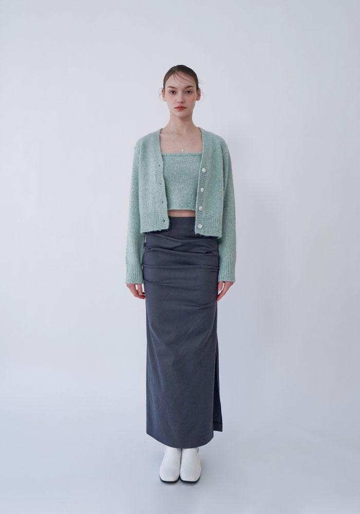 DRAPE SLIT LONG SKIRT-CHARCOAL [4/19 예약배송]