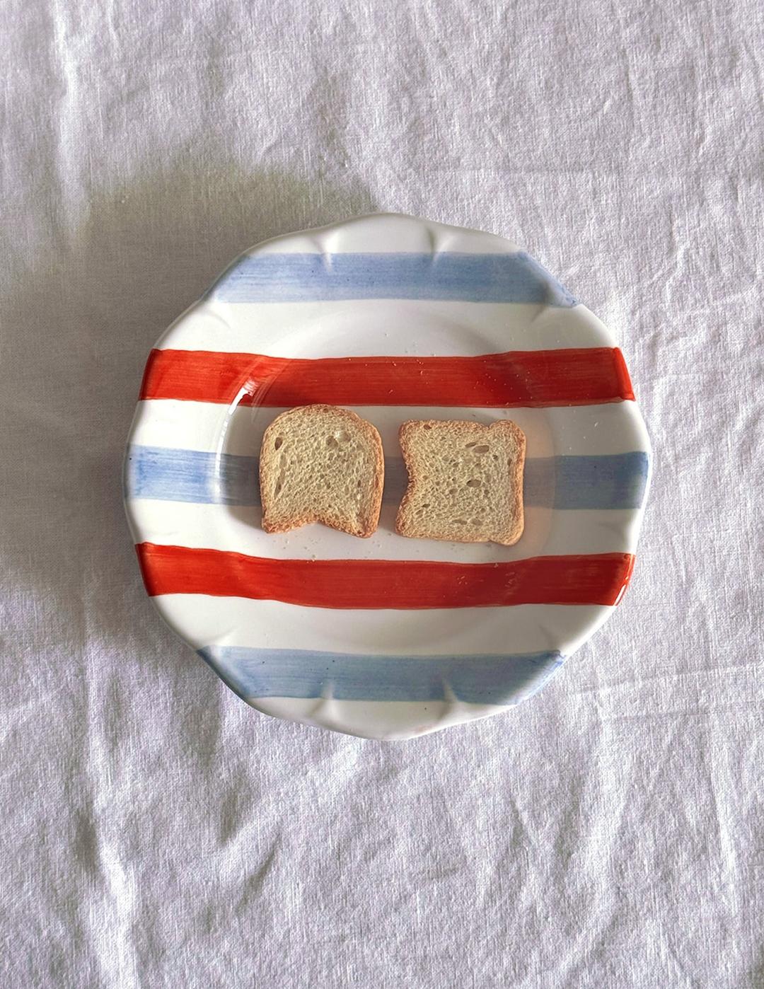 [프렌치] 스트라이프 플레이트 S ( ⌀16CM)