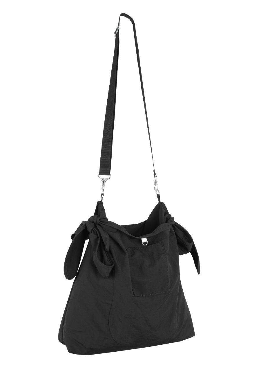 2WAY STRAP FLOWER BAG BLACK