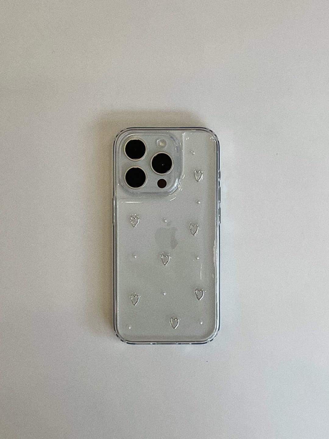 Heart Metal Pearl Resin Case 하트 메탈 진주 레진 핸드메이드 케이스 / 러빈히어