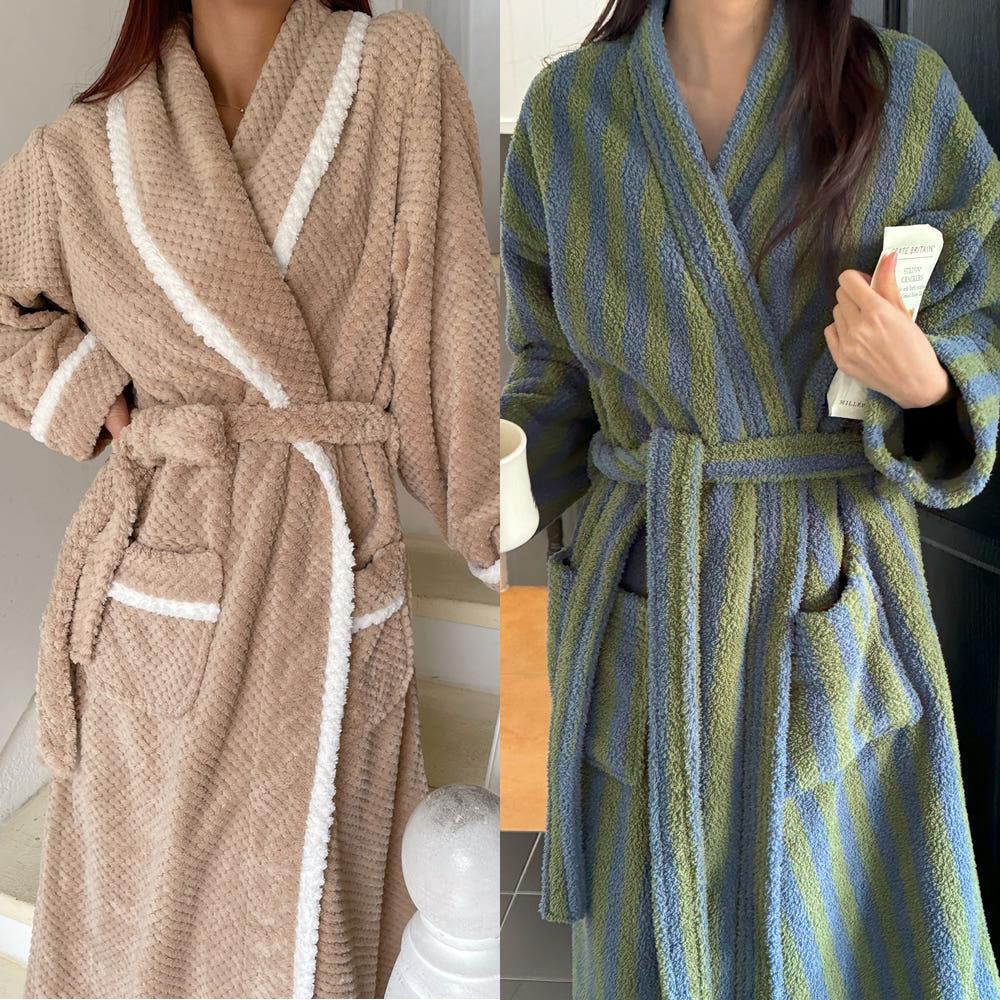 와플 빅사이즈 커플잠옷 겨울 잠옷 극세사 수면잠옷 로브가운