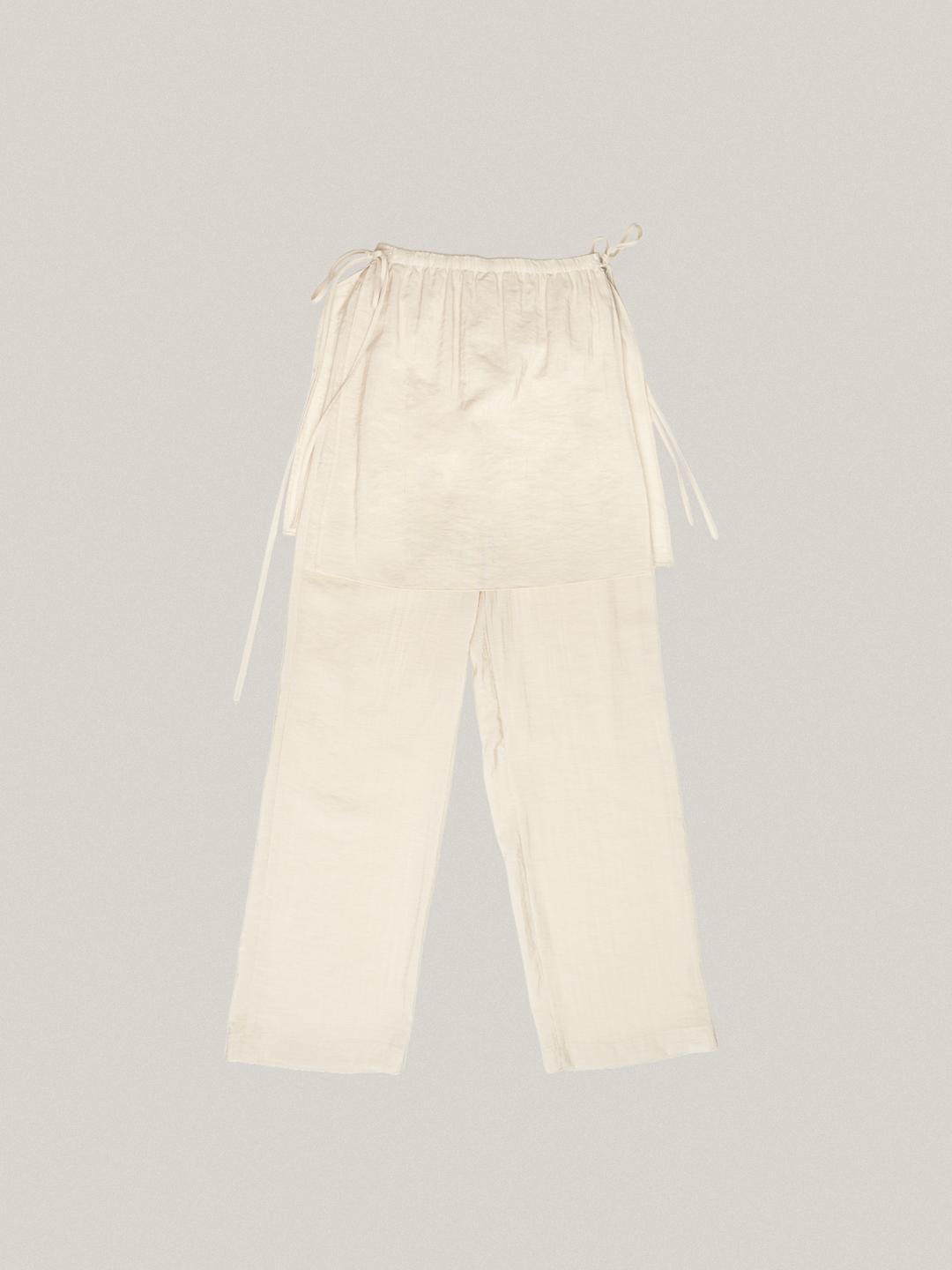 SHEER SKIRT PANTS  [ CREAM ]