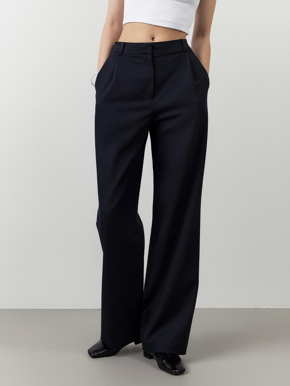 [시크릿]링클 프리 베이직 원 턱 와이드 히든 밴딩 슬랙스_4COLORS