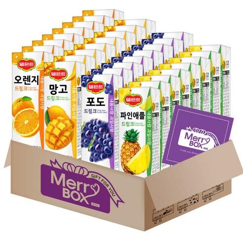과즙팩음료세트 4종 32팩 롯데칠성 델몬트드링크(오렌지x8+망고x8+포도x8+파인애플x8)