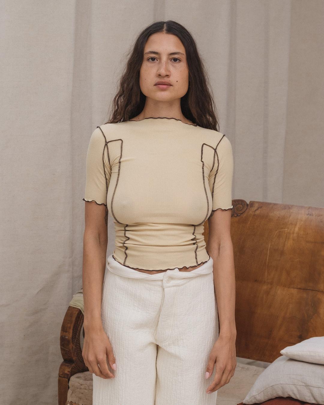 Omato 3/4 Tee Shirt - BOW BLUE/HEN YELLOW / S