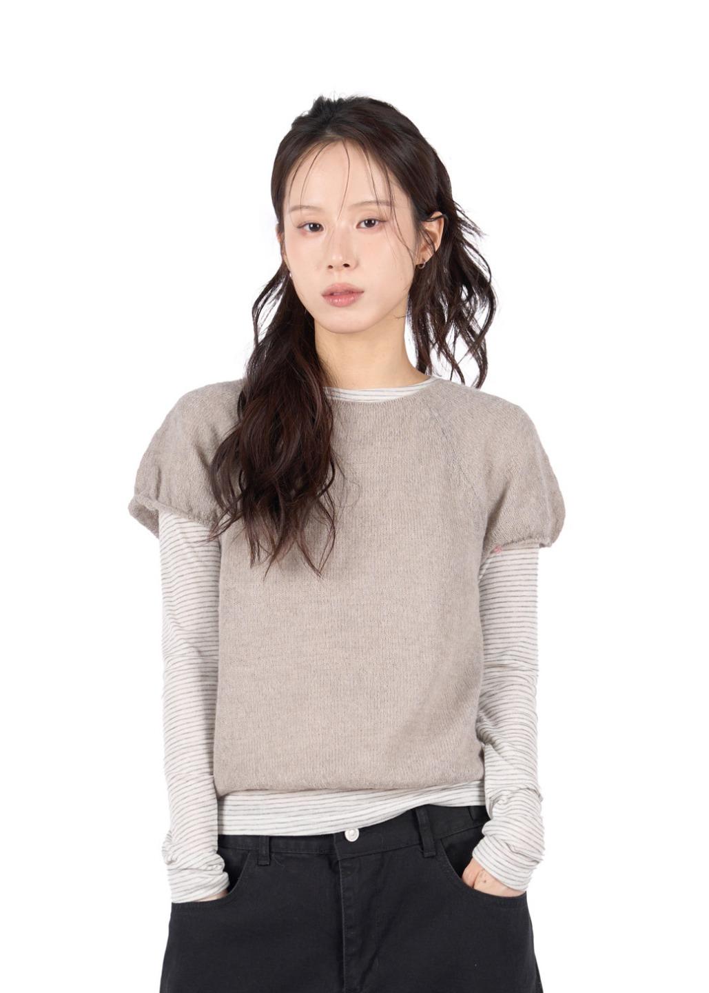 HAIRY CAP SLEEVE KNIT