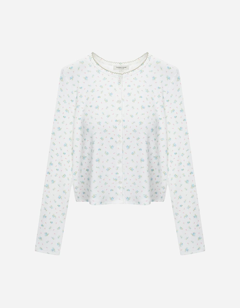 [Thursday Island]_T252MTS143W_핀코드 배색자수 풀오픈 티셔츠