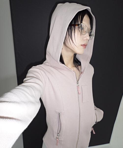 립 포켓 풀집업 후디 ASH PINK